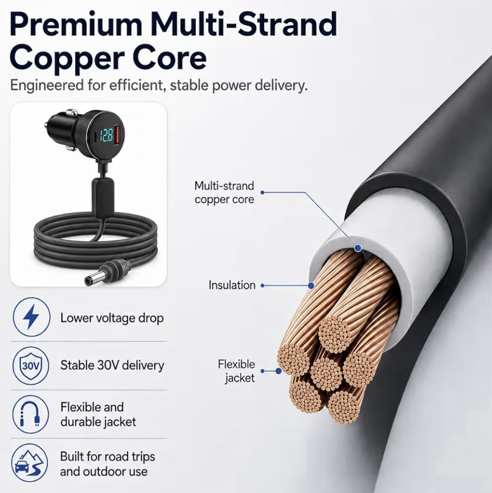 Starlink Mini Car Charger Power Adapter 12V/24V to 30V DC + USB-C PD 10FT Cable