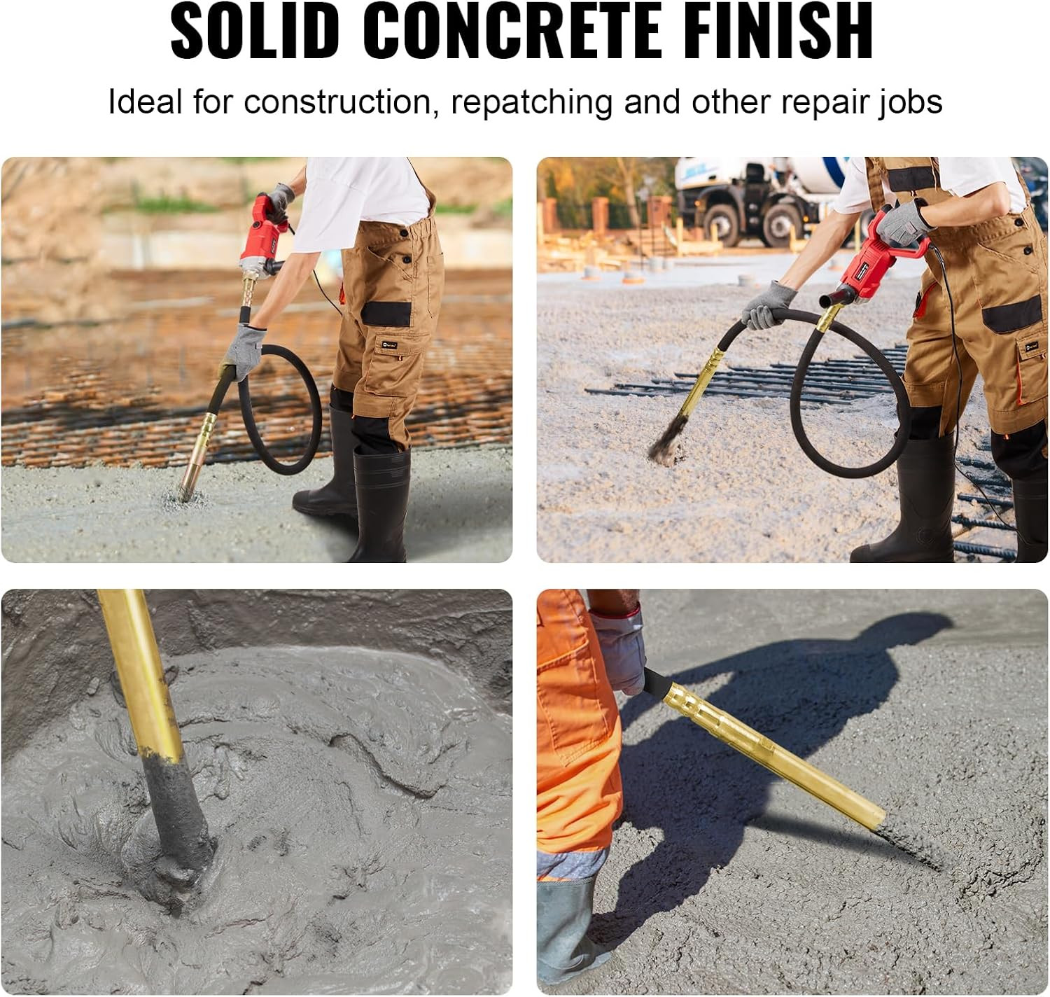 Handheld Concrete Vibrator, 800W Electric Vibrator 13000 VPM, Electric Concrete