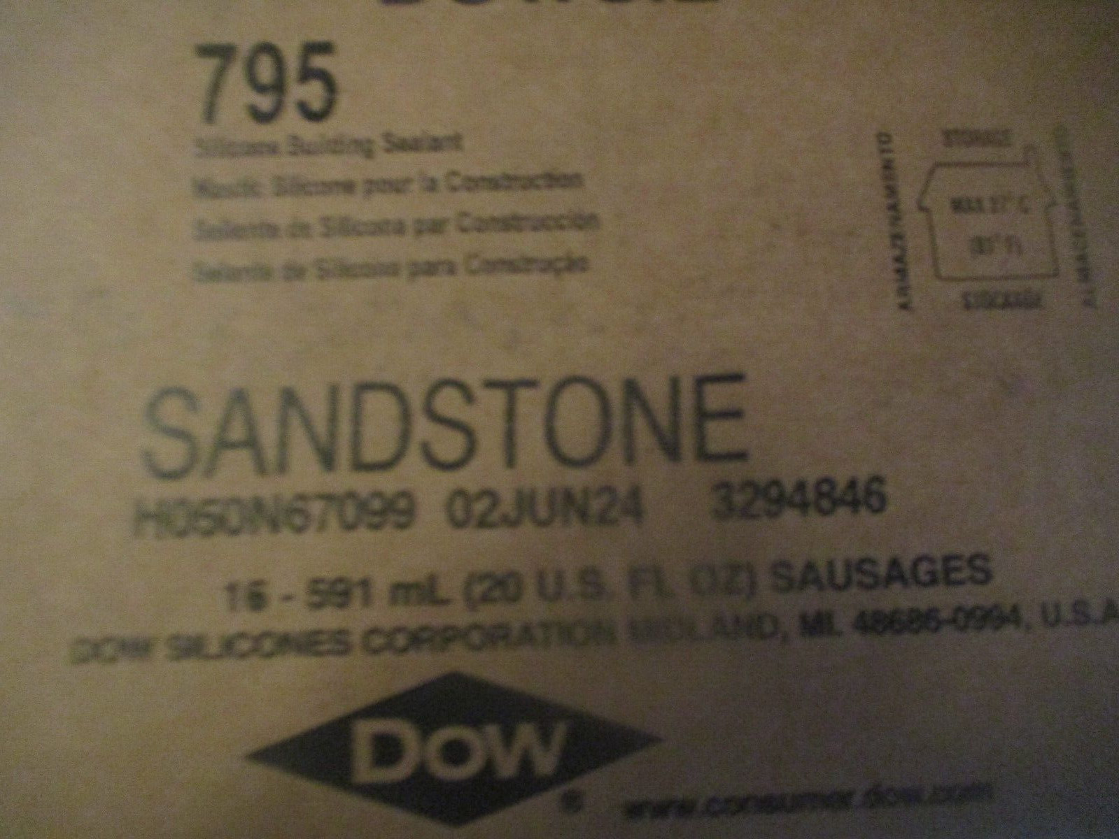 EXPIRED JUNE 16pc case 20oz Dow Corning 795 Silicone Building Sealant Sandstone