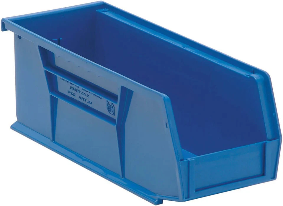 Stack Hang Storage Bins 10.875×4.125×4 Blue 12 Pack Heavy Duty USA QUS224