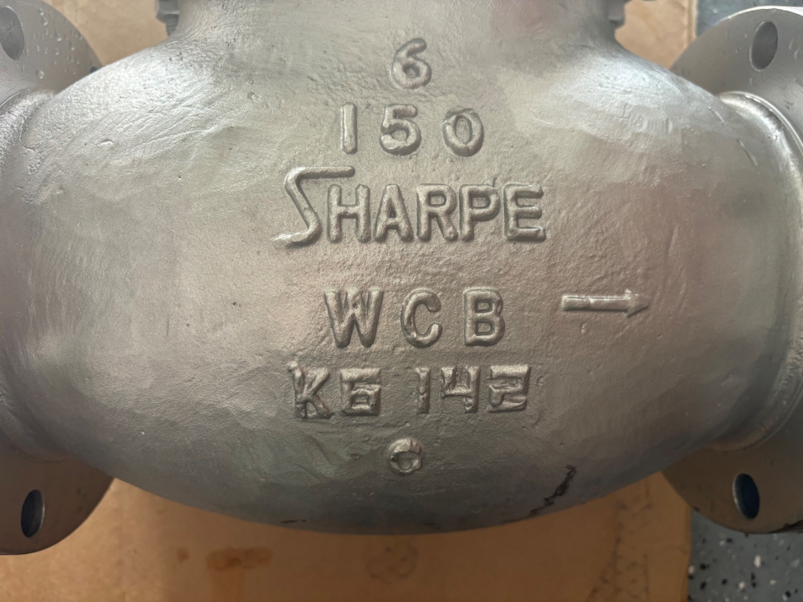 Sharpe WCB Globe Valve 6” 150# Flange Fig #45114 Stellite Seat (NEW) open box