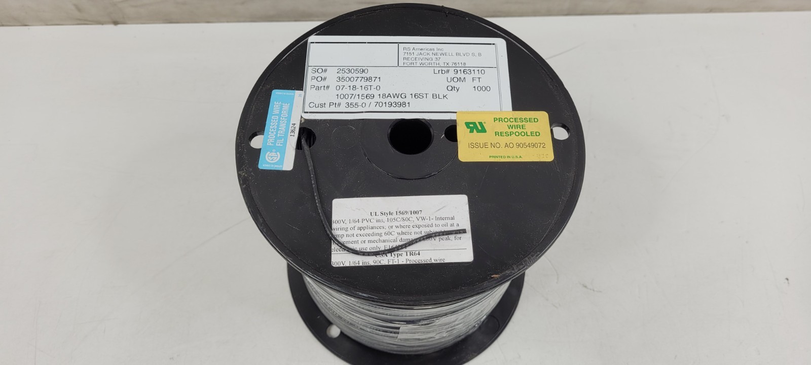 (1000FT) RS America 07-18-16T-0 18 AWG STRANDED TINNED COPPER PVC HOOK-UP WIRE