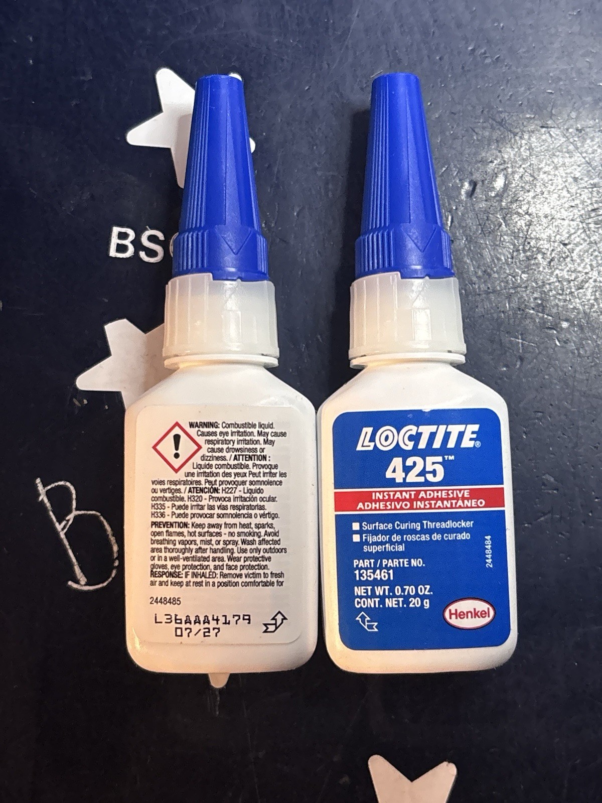 2 Bottles Loctite 425 Instant Adhesive 20g .70oz 135461 EXP 07/27 TWO BOTTLES