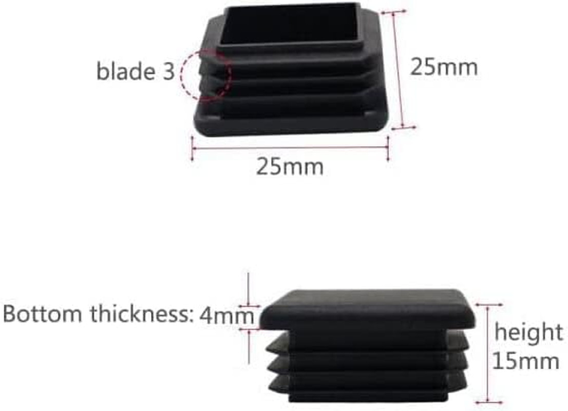 100 Pack 1 Inch Square Plastic Plug Tubing End Cap Durable Chair Glide