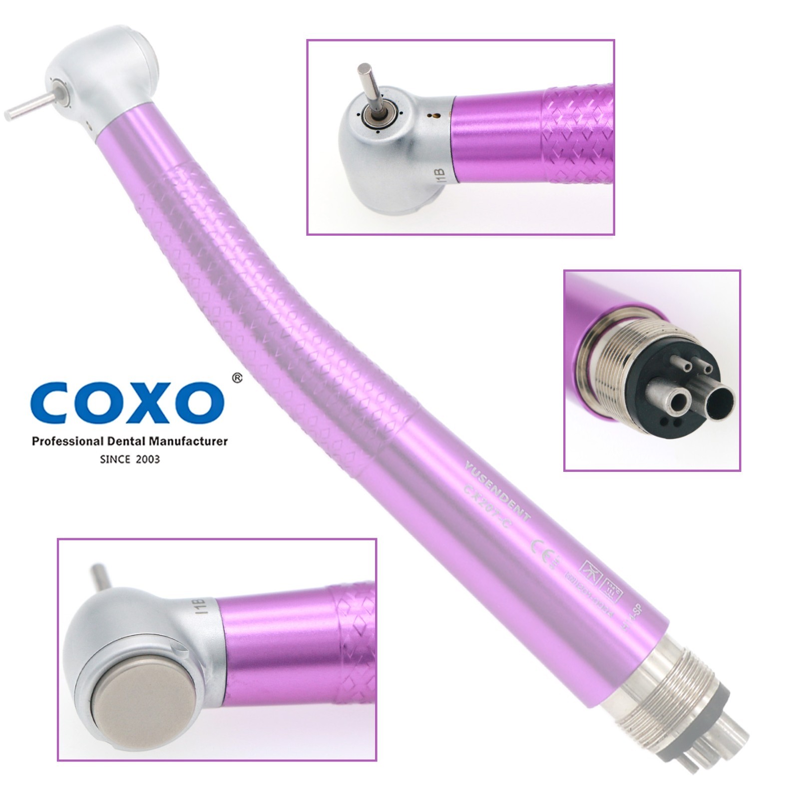 US COXO Dental CX207-C H14 High Speed Air Turbine Colorful Handpiece 4 Hole M4