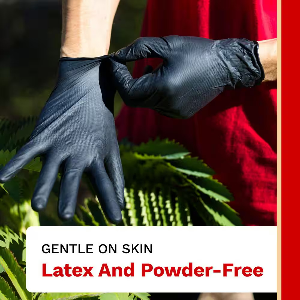 6 Mil Heavy-Duty Micro Diamond Texture Extra Large Nitrile Cleaning Gloves in Bl