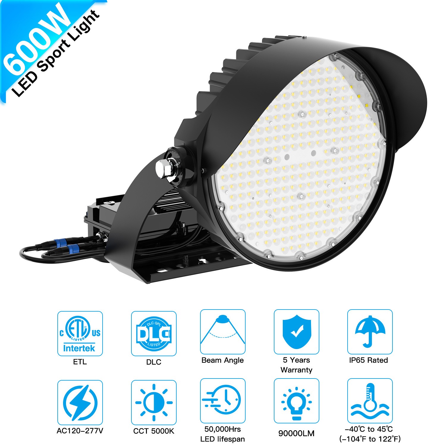 LED Beam Stadium Flood Light 600W 90000 Lumen Commercial Outdoor Arena Spotlight