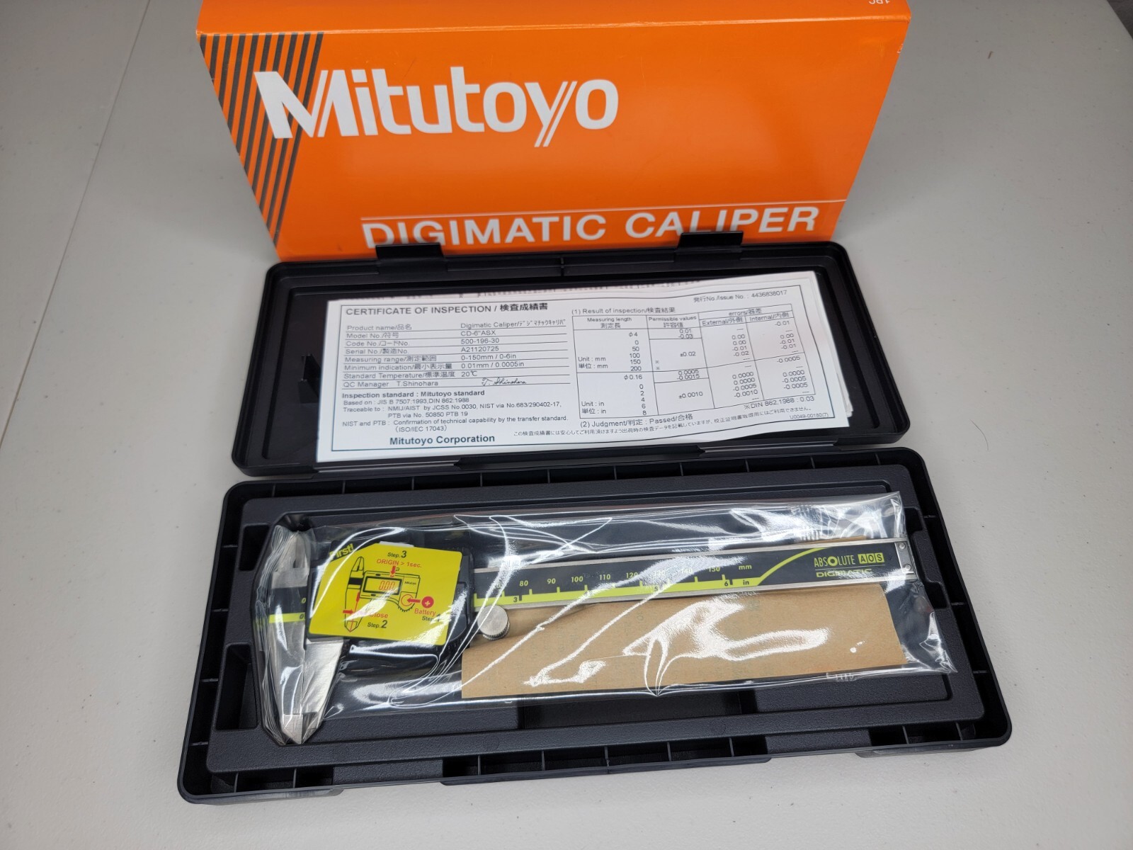 Mitutoyo 500-196-30 Digimatic Caliper 0-6″ 150mm