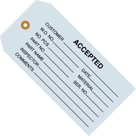 4 3/4″ x 2 3/8″ ‘Accepted’ Inspection Tags, Blue 1000/Case