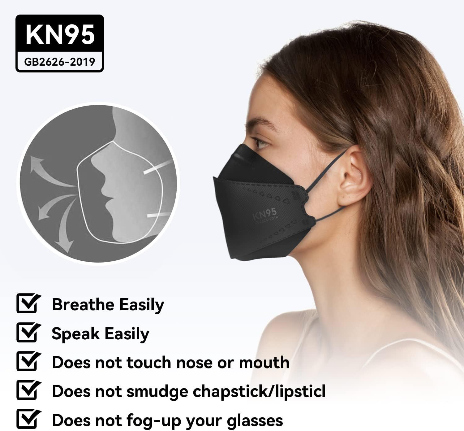 Stylish KN95 Face Masks – 50 Pack Disposable & Skin-Friendly for Teens & Adults