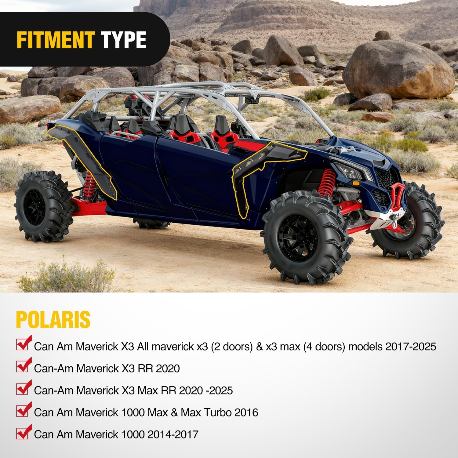 Nilight Front & Rear Extended Fender Flares Compatible with Can-Am Maverick X…