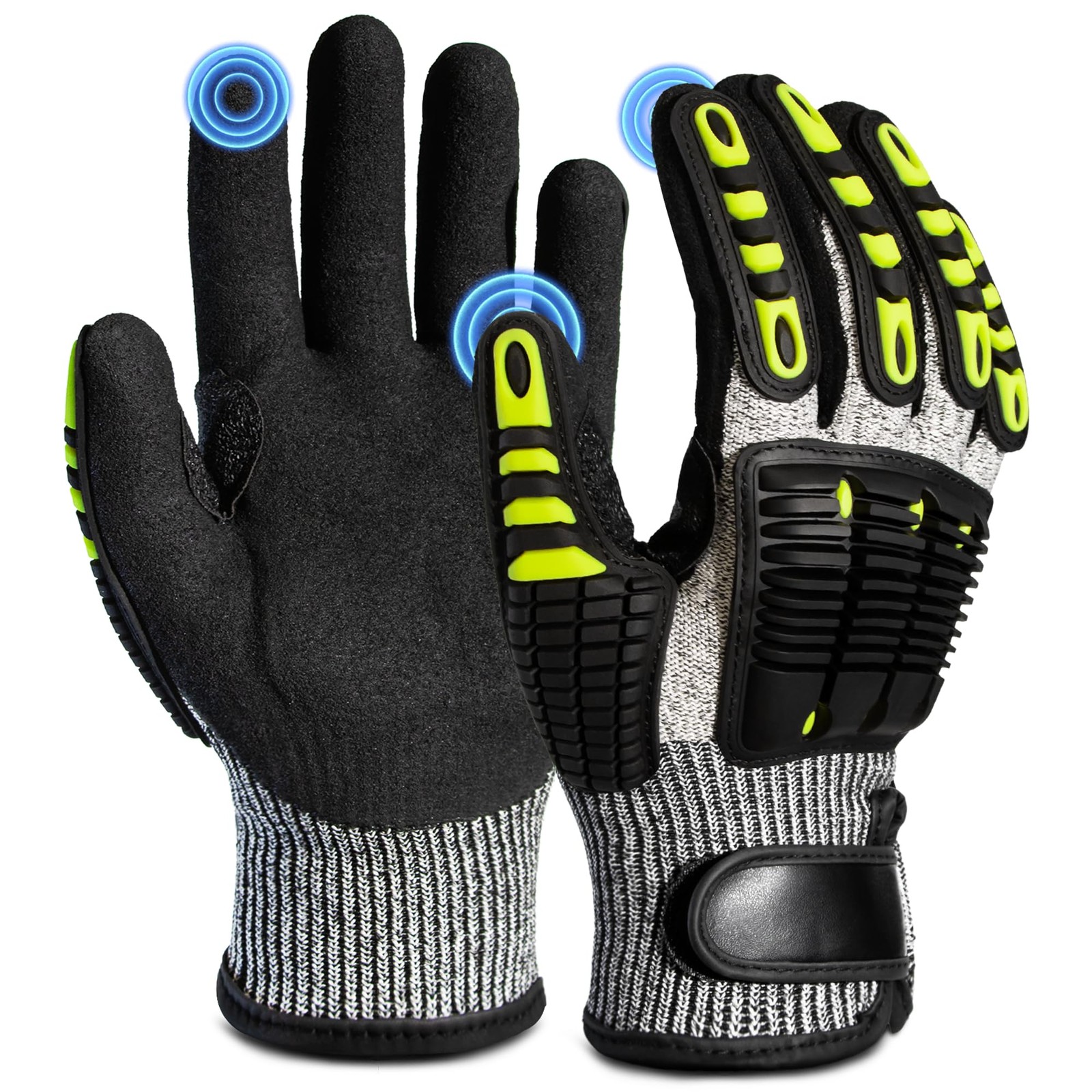 Impact Reducing Work Gloves for Men – ANSI Cut Level A5 with TPR Knuckle Guar…