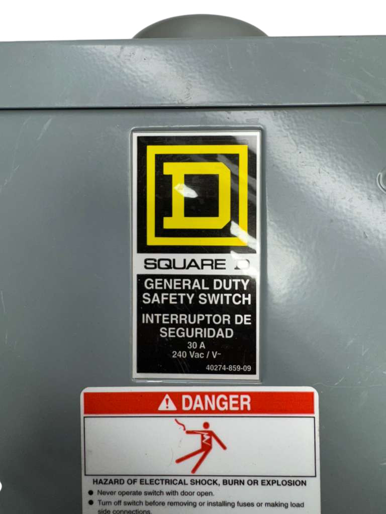 Square D D221NRB General Duty Safety Switch Series E3, 30A, 240VAC *Please Read*