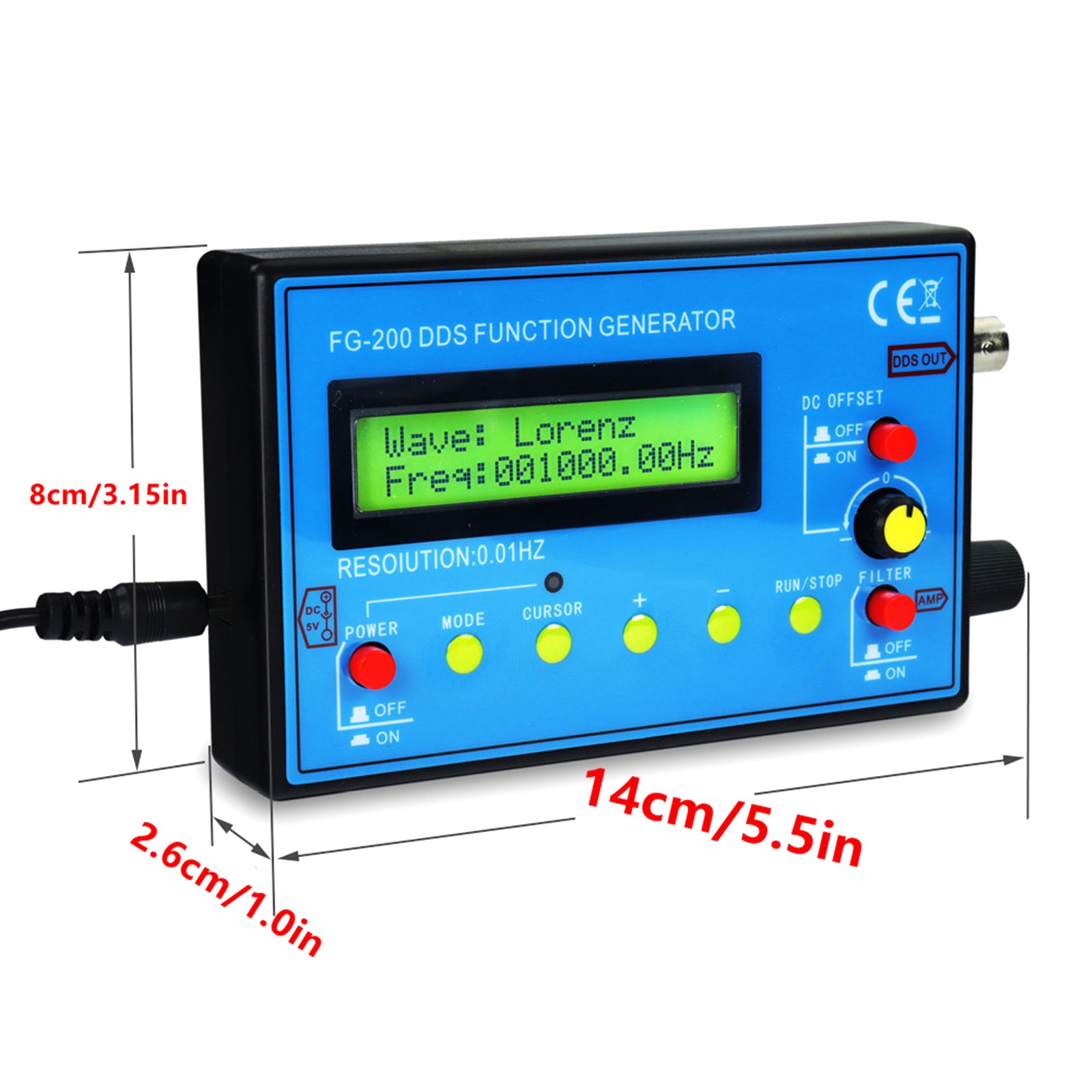 DDS Function Signal Generator 0.01Hz-500kHz LCD Display Sine Square Wave Pulse