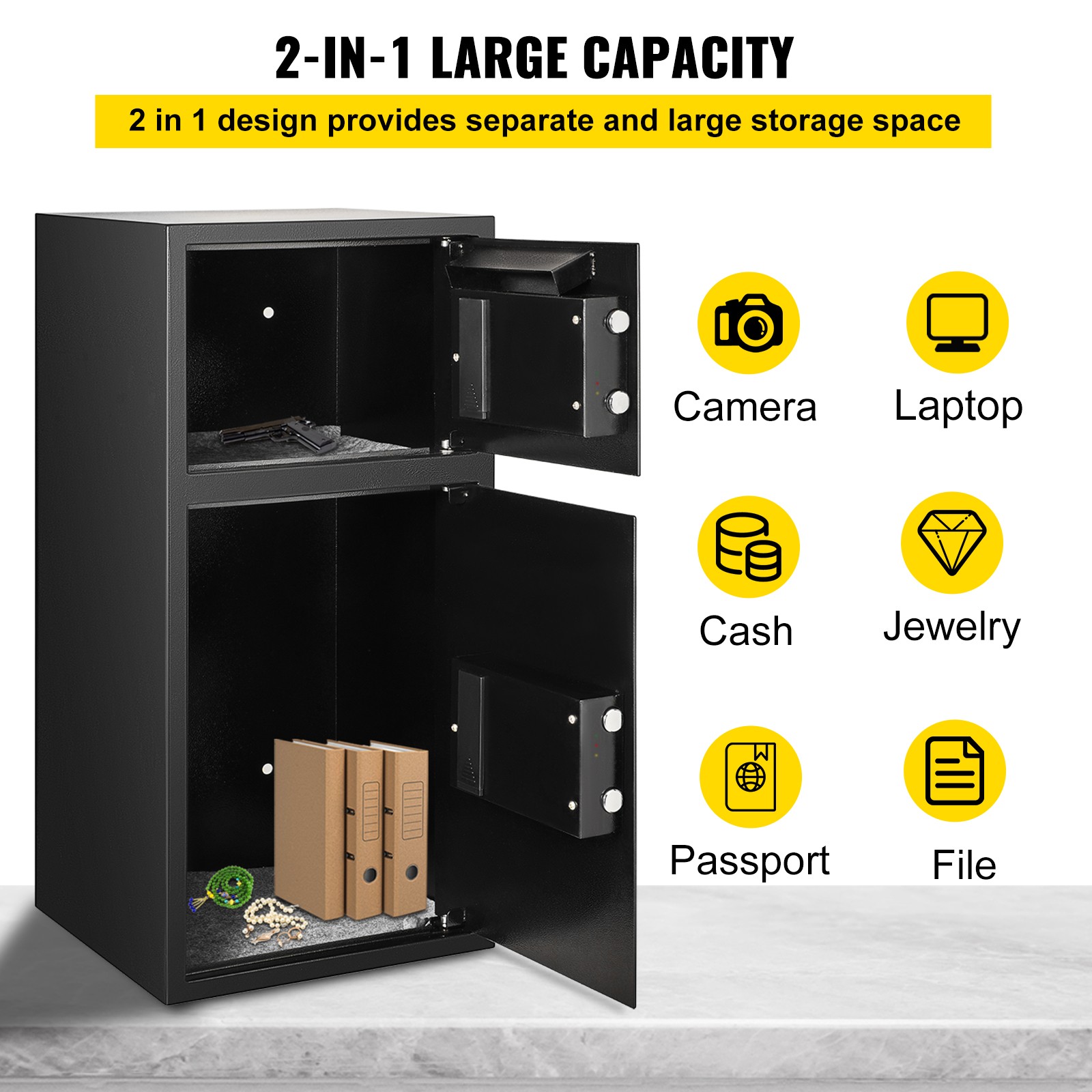 Extra Large Safe Box Electronic Digital Lock Keypad Home Security Gun Cash 2.6 C