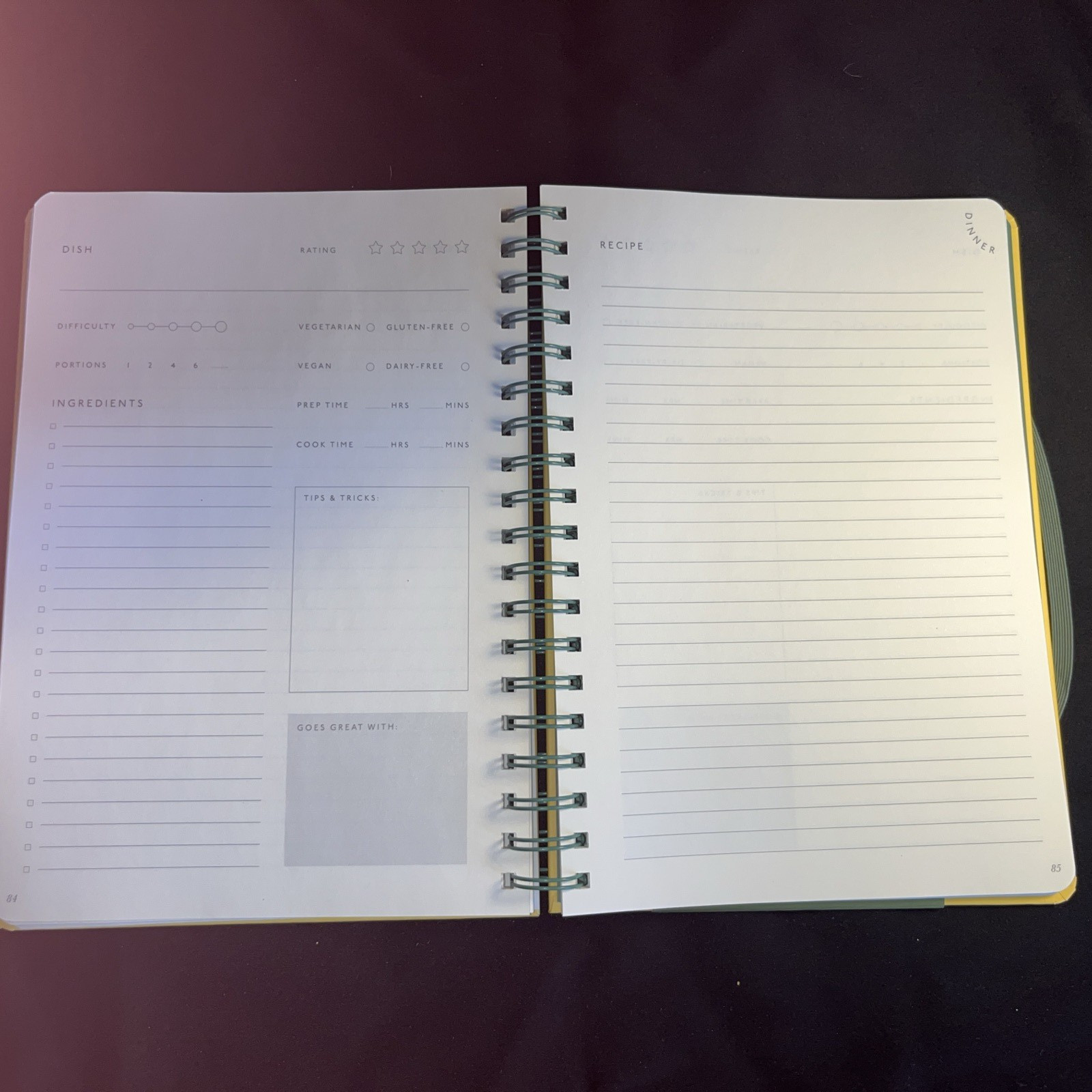 NEW Papier Yellow Recipe Journal Oranges Design Spiral Bound Notebook