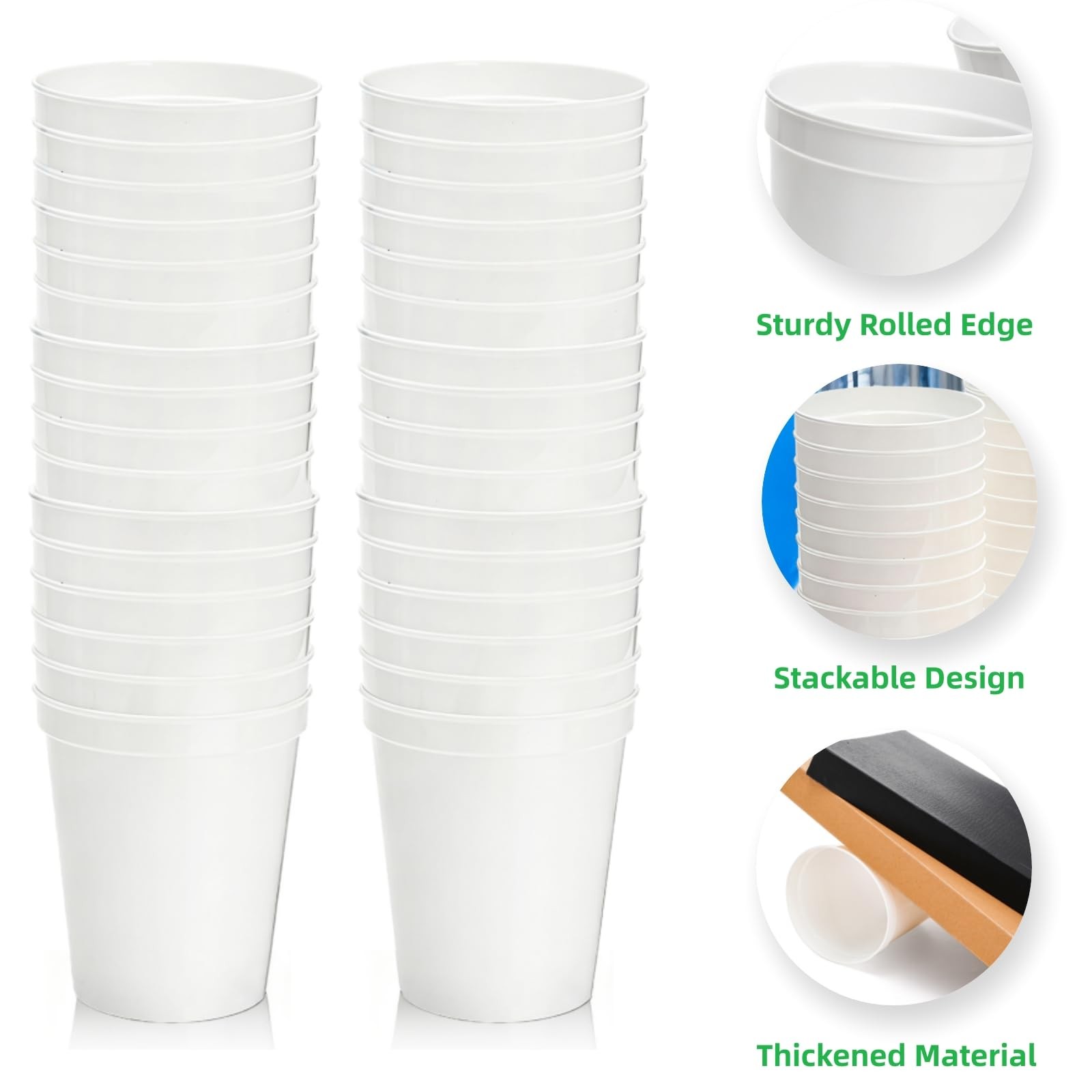 White Stadium Cups 50 Pack 16 Oz Reusable BPA Free Plastic for Party – DIY