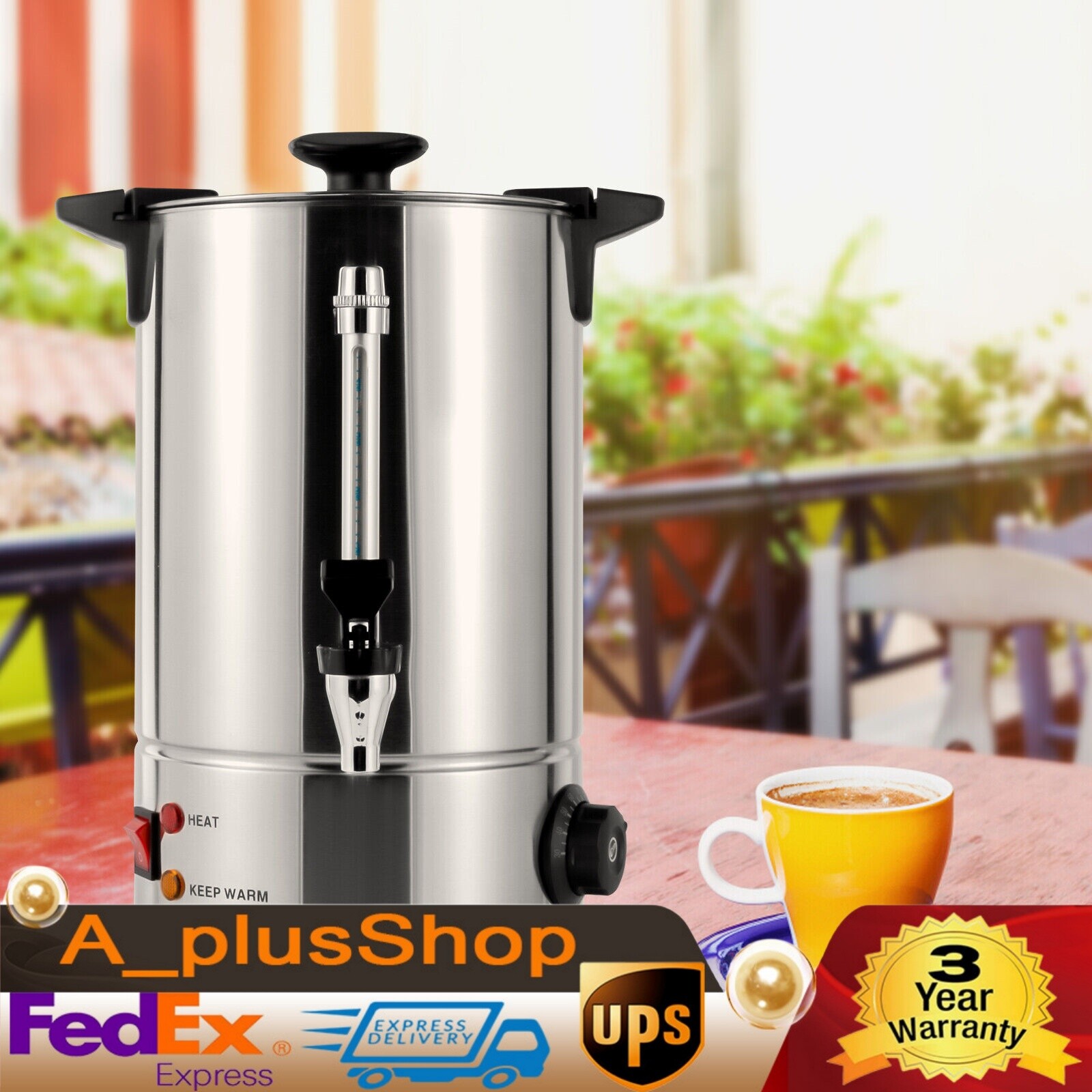 8L/2.11gal Premium Commercial Coffee Machine Large Stainless Steel Coffee Maker