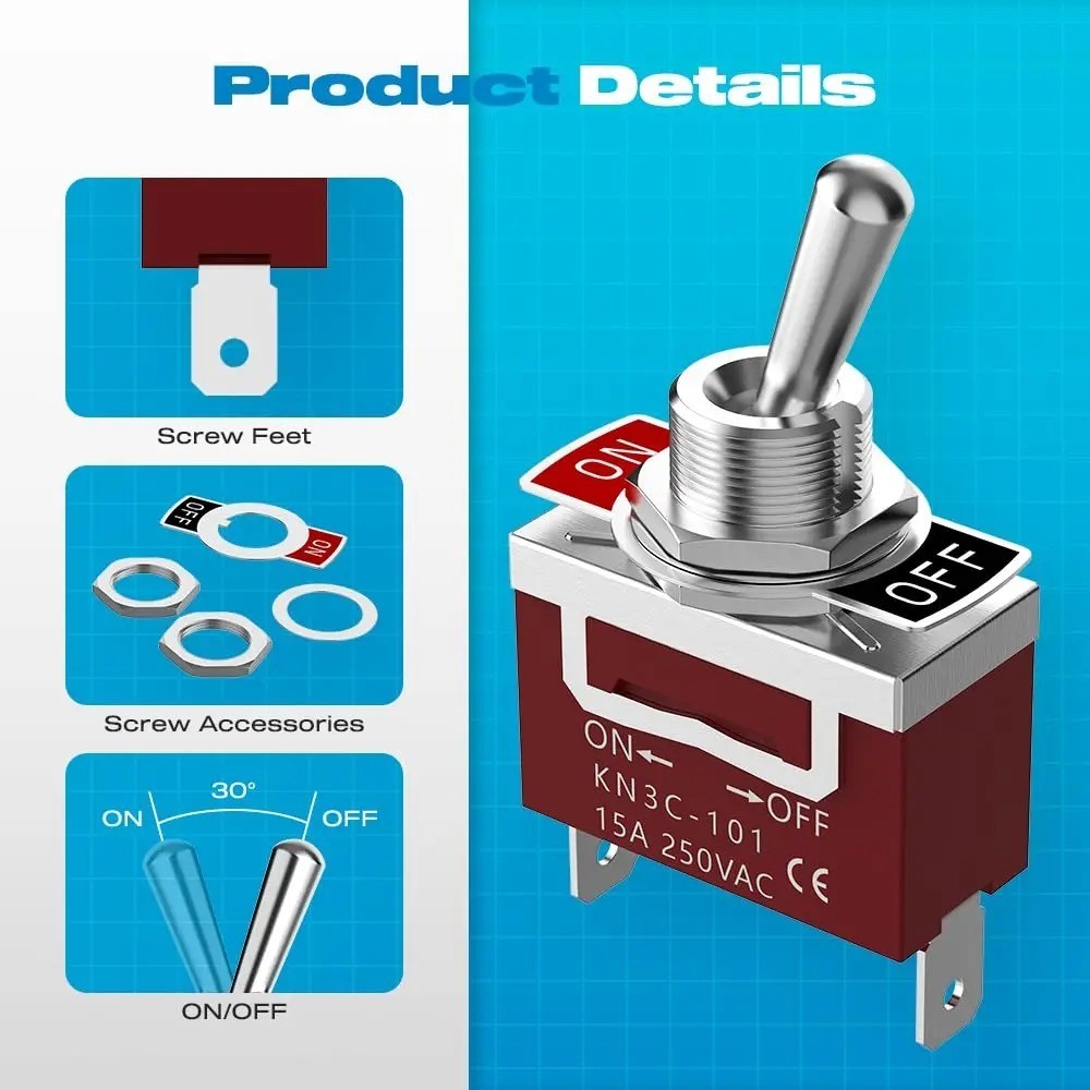 2Pcs Waterproof Toggle Switch 12V 30A SPST ON OFF Marine Heavy Duty