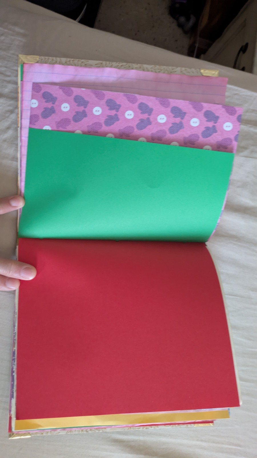 Christmas Junk Journal, story intact, pink and yellow, upcycled,
