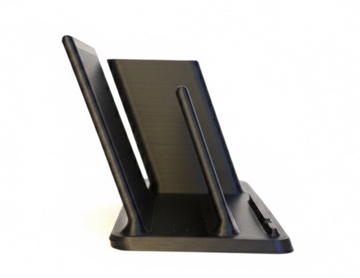 3D Printed Desk Organizer Phone Stand Pen Holder Minimalist Black Office Tray