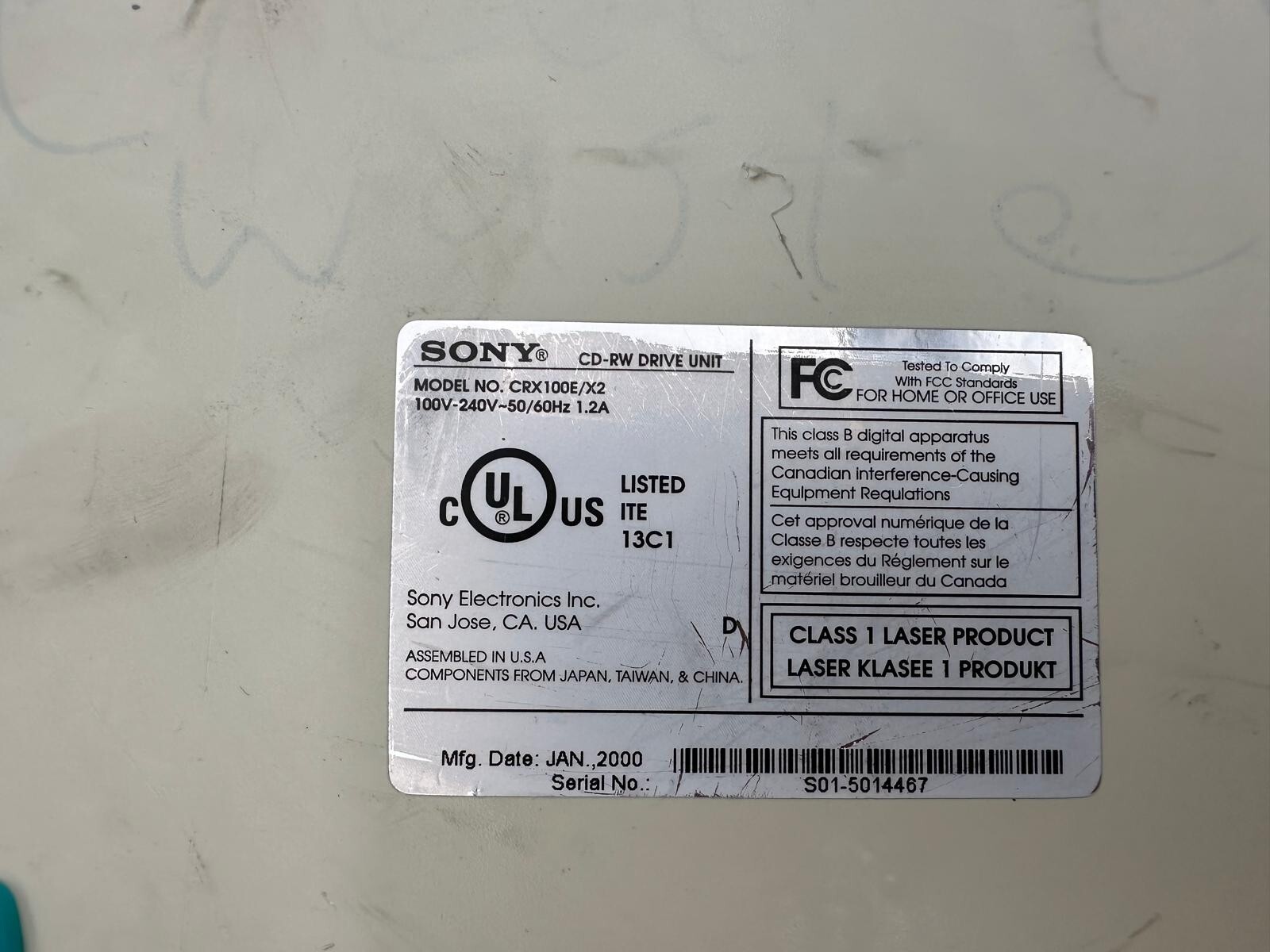 SONY CRX100E/X2 CD-RW SPRESSA DRIVE UNIT 100V-240V 50/60HZ