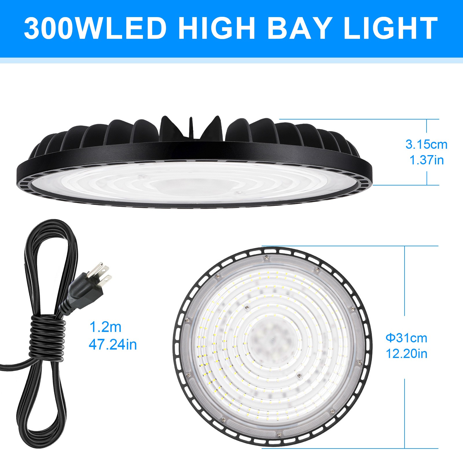 6 Pack 300W UFO Led High Bay Light Warehouse Commercial Industrial Shop Lights