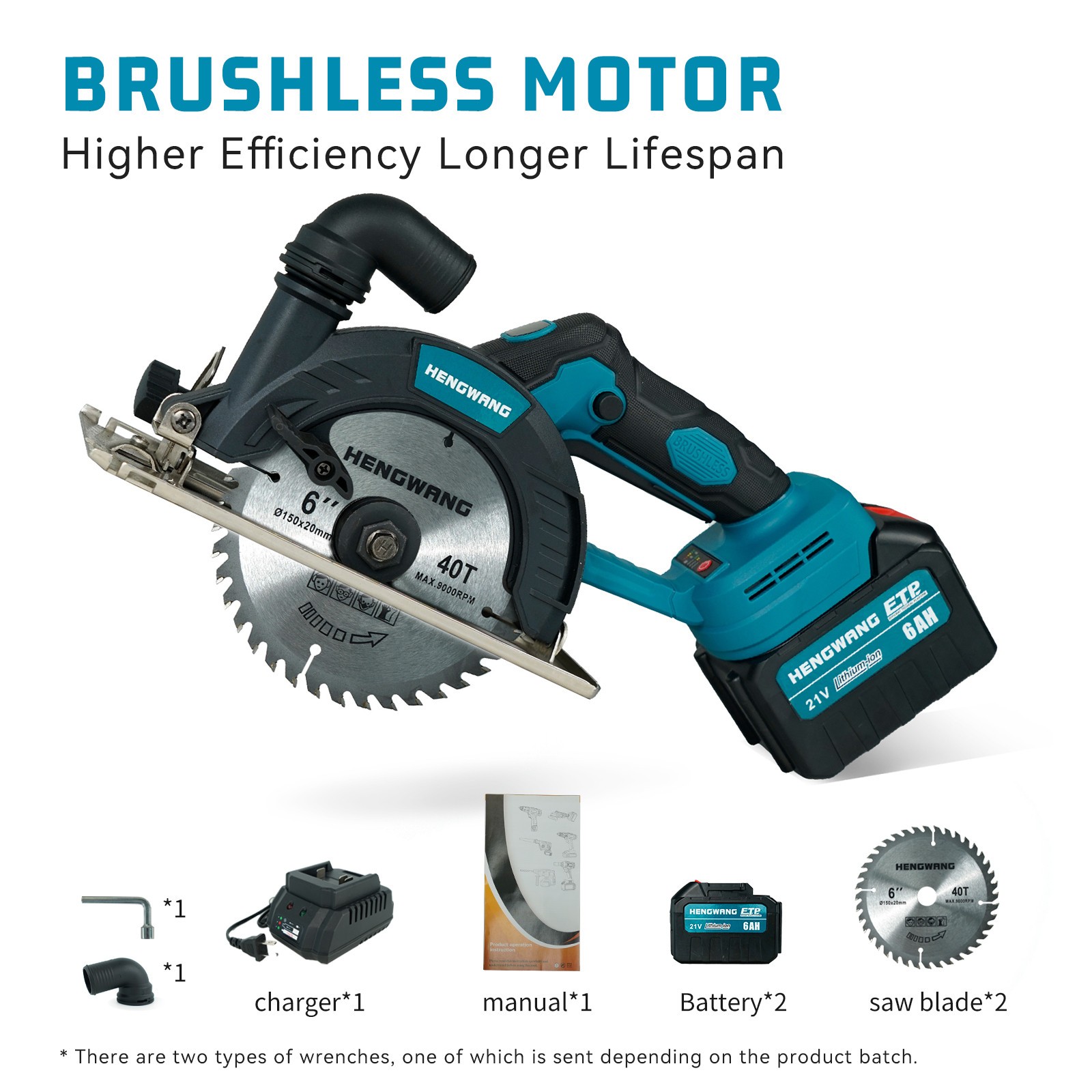 21V 6-1/2 inch Cordless Circular Saw with Two Batteries Two saw blades brand new