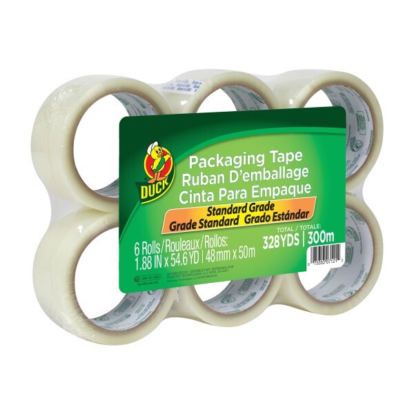 Duck Brand Standard Packaging Tape, 1.88 Inches x 54.6 Yards, Clear – 6 pack