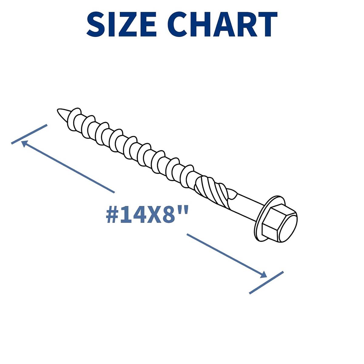 50-Pcs Structural Wood Screws 8 Inch #14 X 8 Heavy Duty Timber Screws Rust Resi