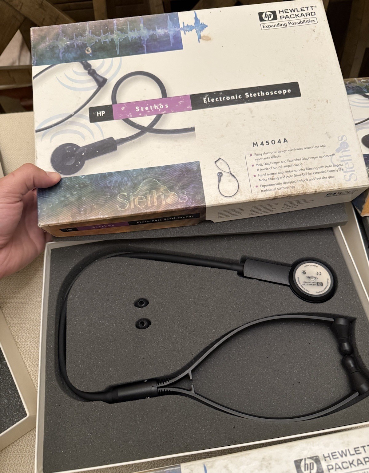 Lot Of 5 HP Hewlett Packard Digital Black Stethoscope M4504A Vintage *UNTESTED**