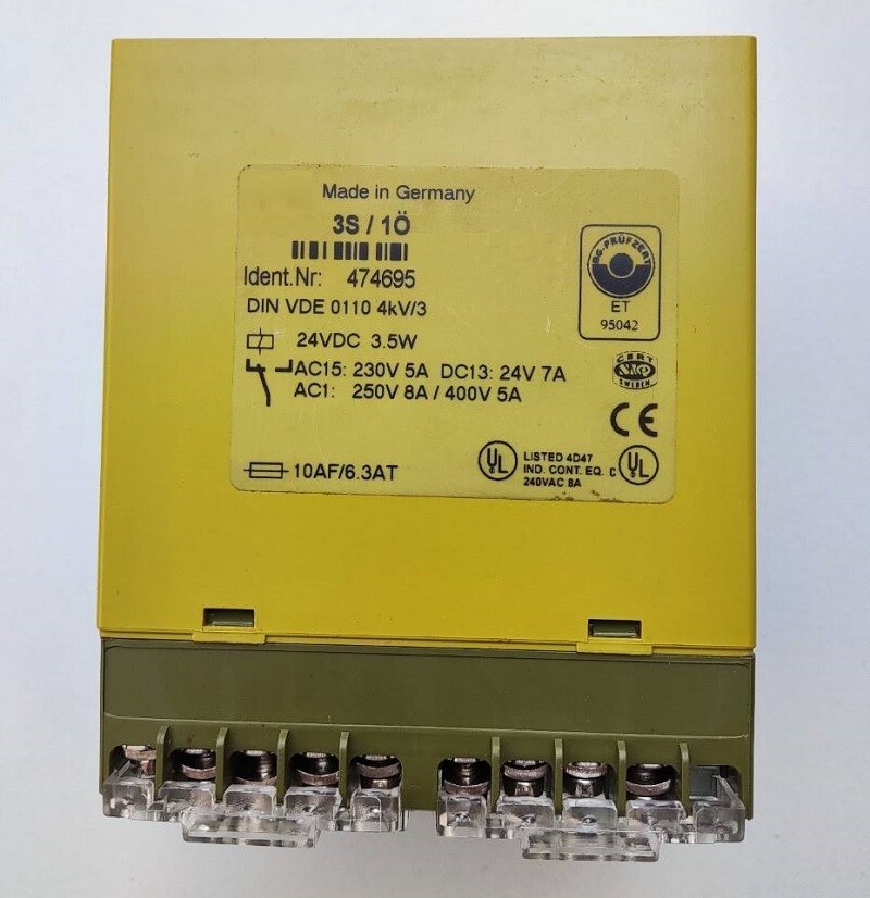 For Pilz PNOZ 1 24VDC 3S1O 475695 Safety Relay Module