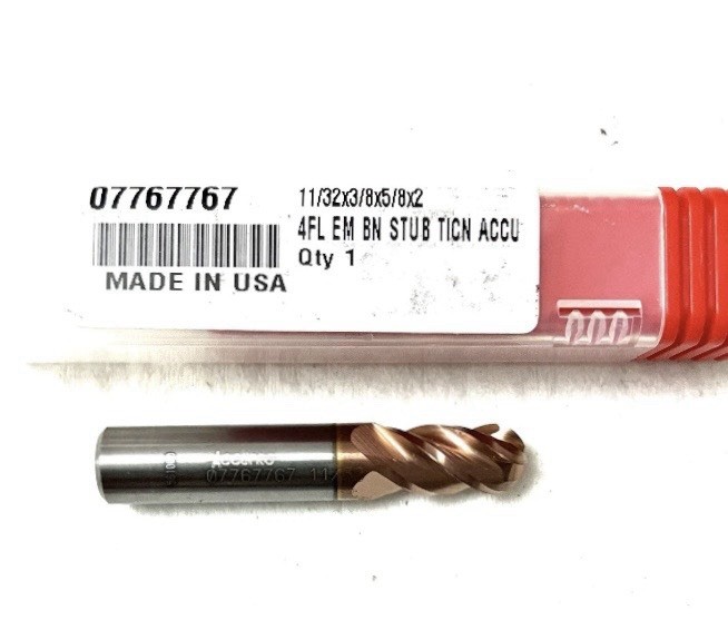 Accupro 11/32″ 4FL Ball Nose End Mill Solid Carbide TiCN 07767767 NEW