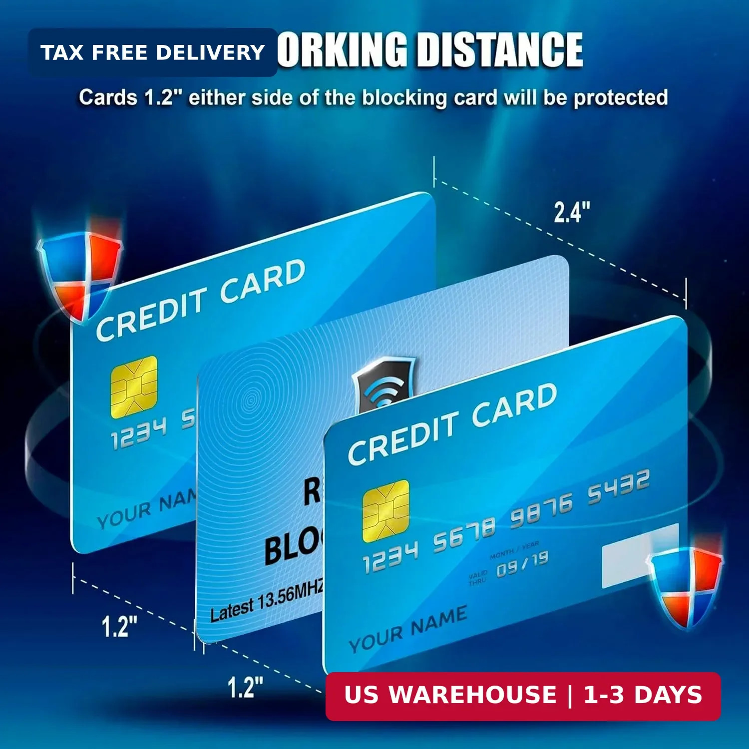 5 Pack RFID Blocking Card for Credit Debit ID Card, Sky Blue | Slim A