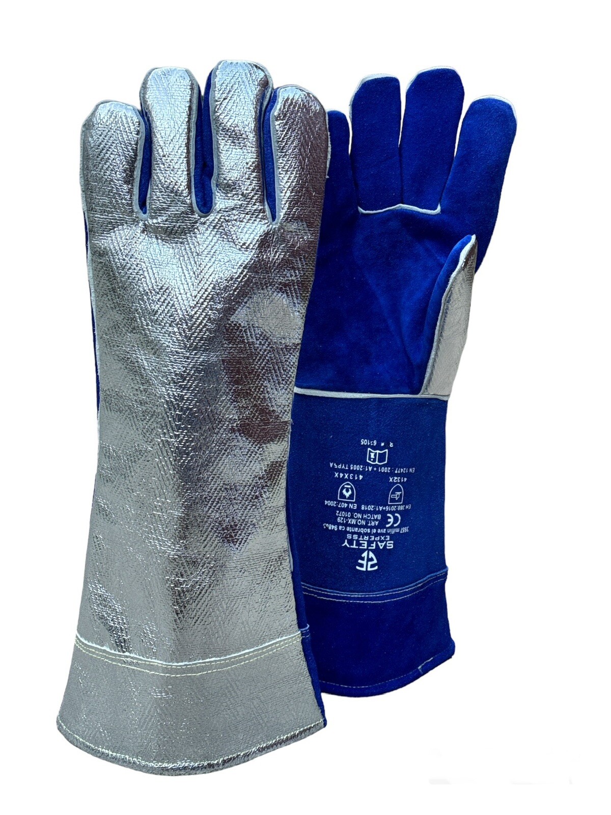 Heat Resistant leather 18” ALUMINIZED GLOVES with Extinguishing Frie