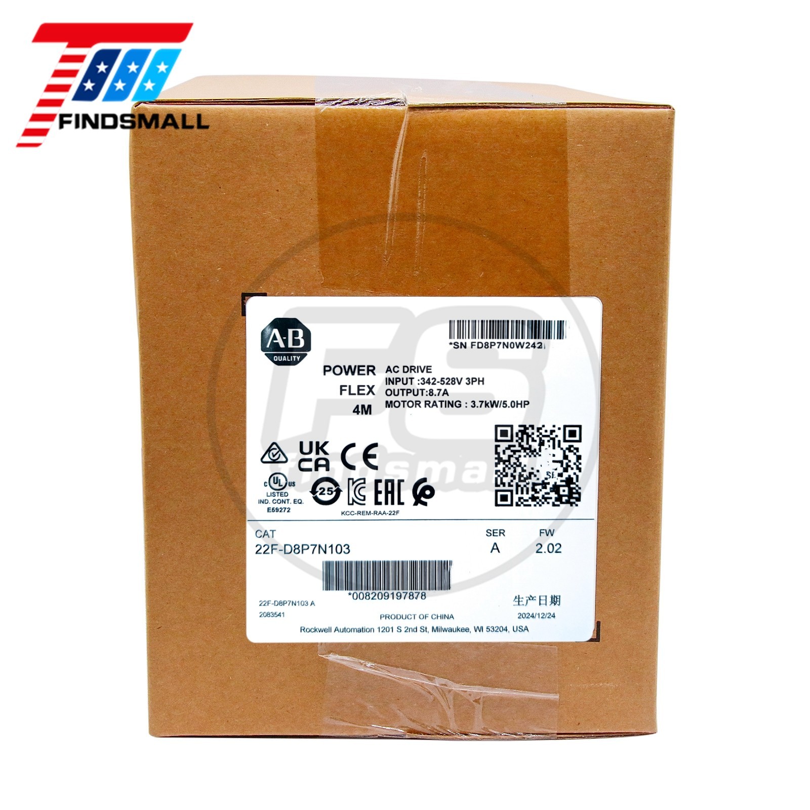 New Sealed Allen Bradley 22F-D8P7N103 PowerFlex 4M-3.7 kW 5HP AC Drive