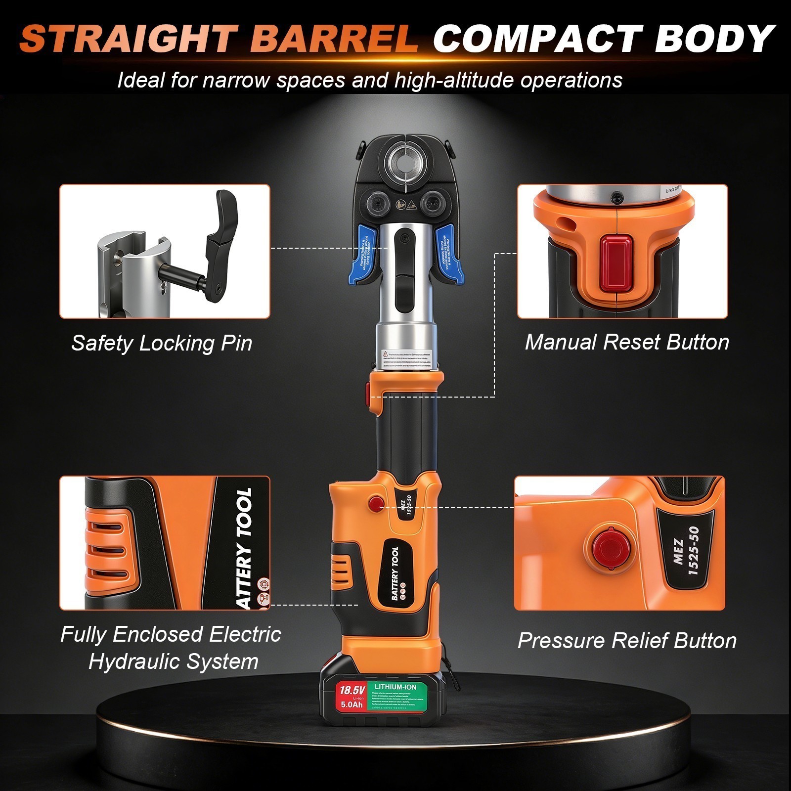 Compact Propress Tool Universal Jaws with 2 18V 5.0AH Batteries for Copper Pipe