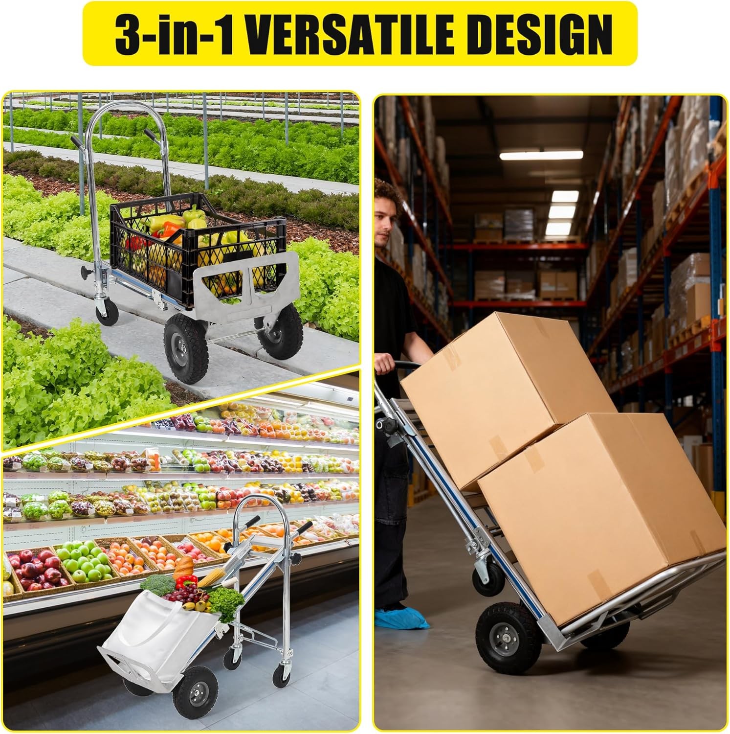 Aluminum Folding Hand Truck 550 LBS Capacity Convertible Hand Truck Dolly Cart