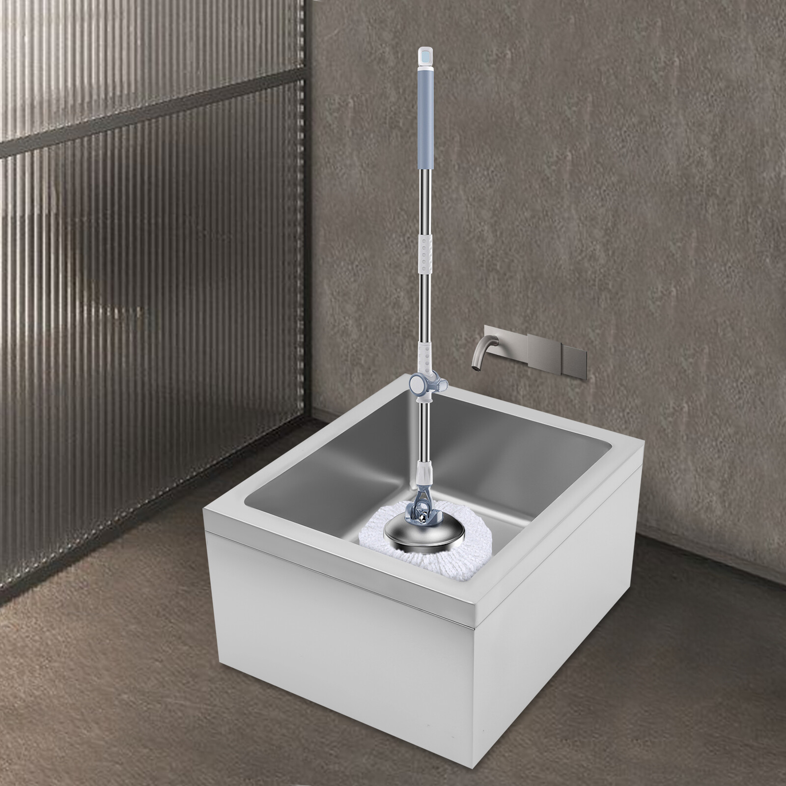 22″L x 19″W x 12″H Stainless Steel Mop Sink Utility Floor Mount Mop Basin Silver