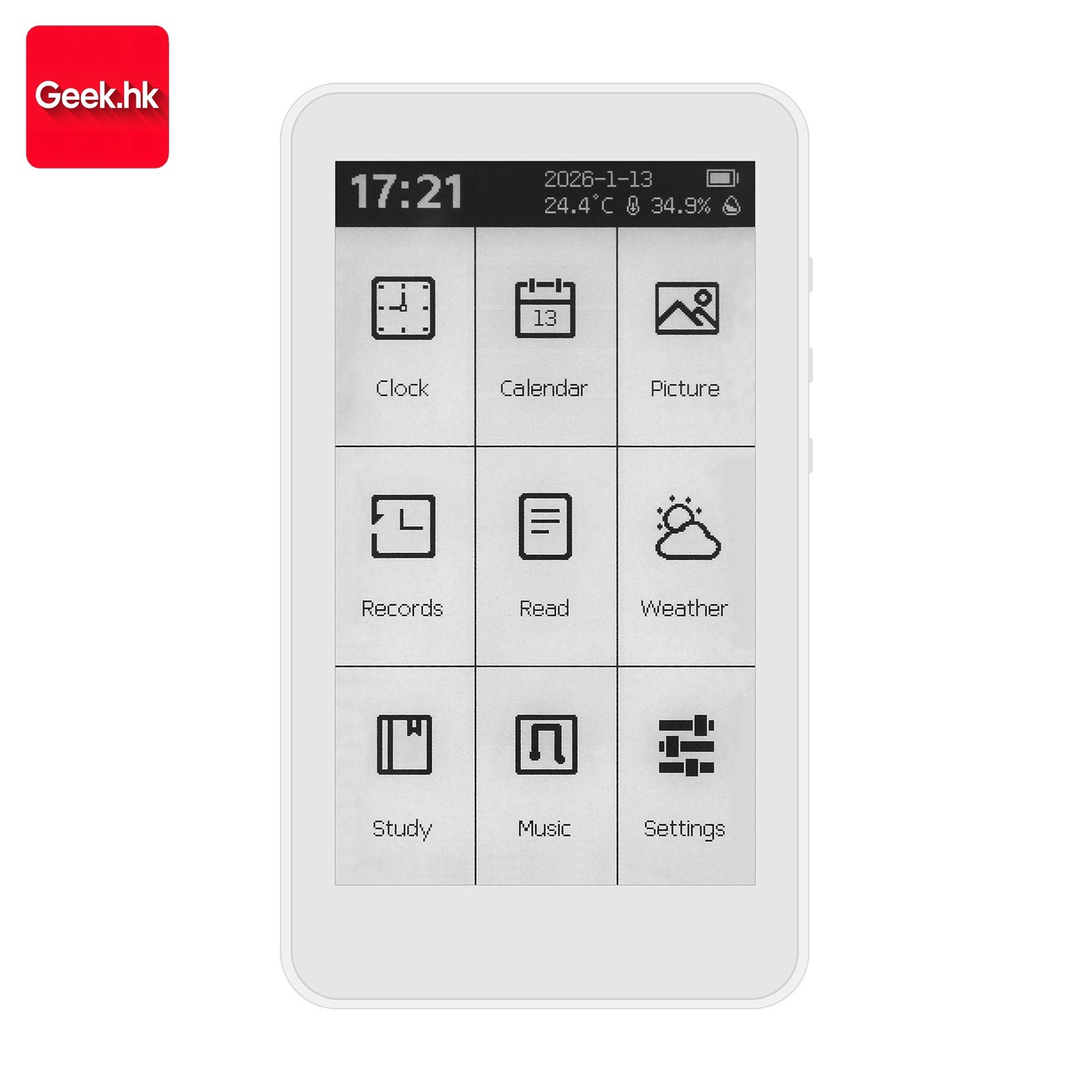 M3 E-Book Reader 3.7″ Touch Screen E-Paper 10-Level Adjustable Backlight Clock