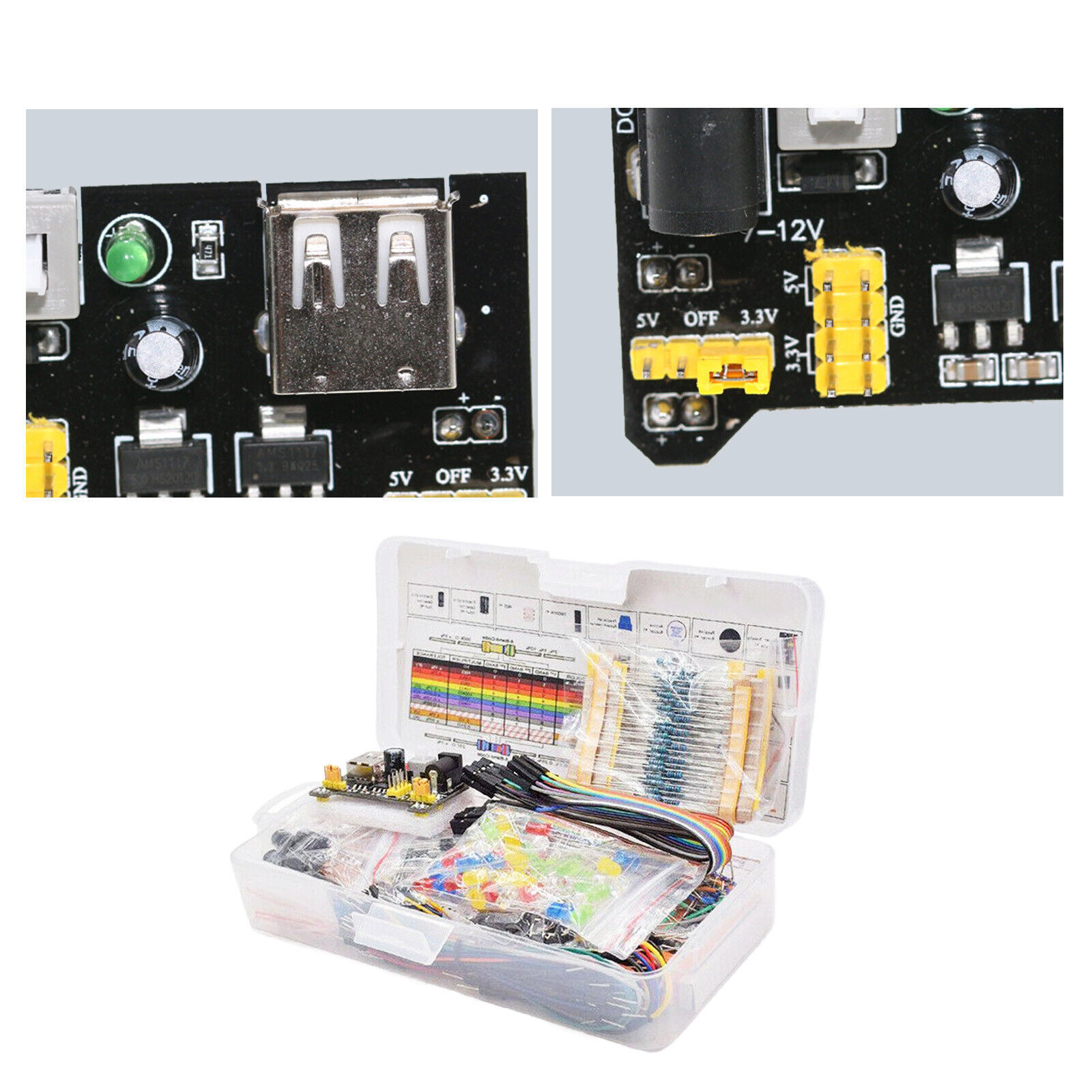 830Pcs DIY Electronic Starter Kit for Arduino UNO R3 with Breadboard Component