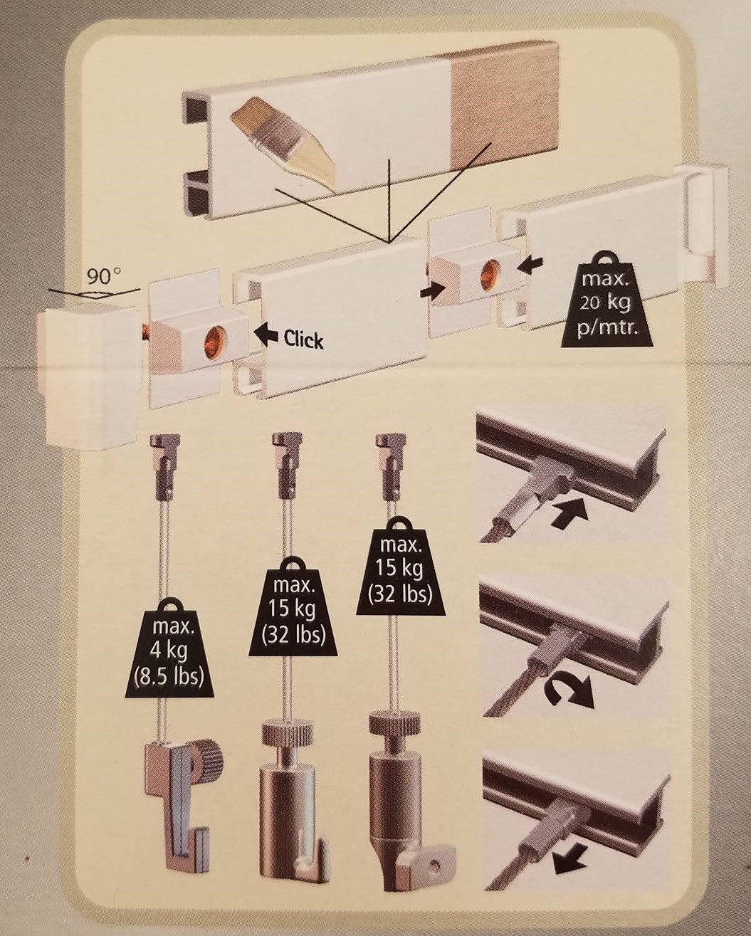 Art Display Systems Arti Picture Hanging 15 kg (32 lb) Hook and Steel Cable Kit