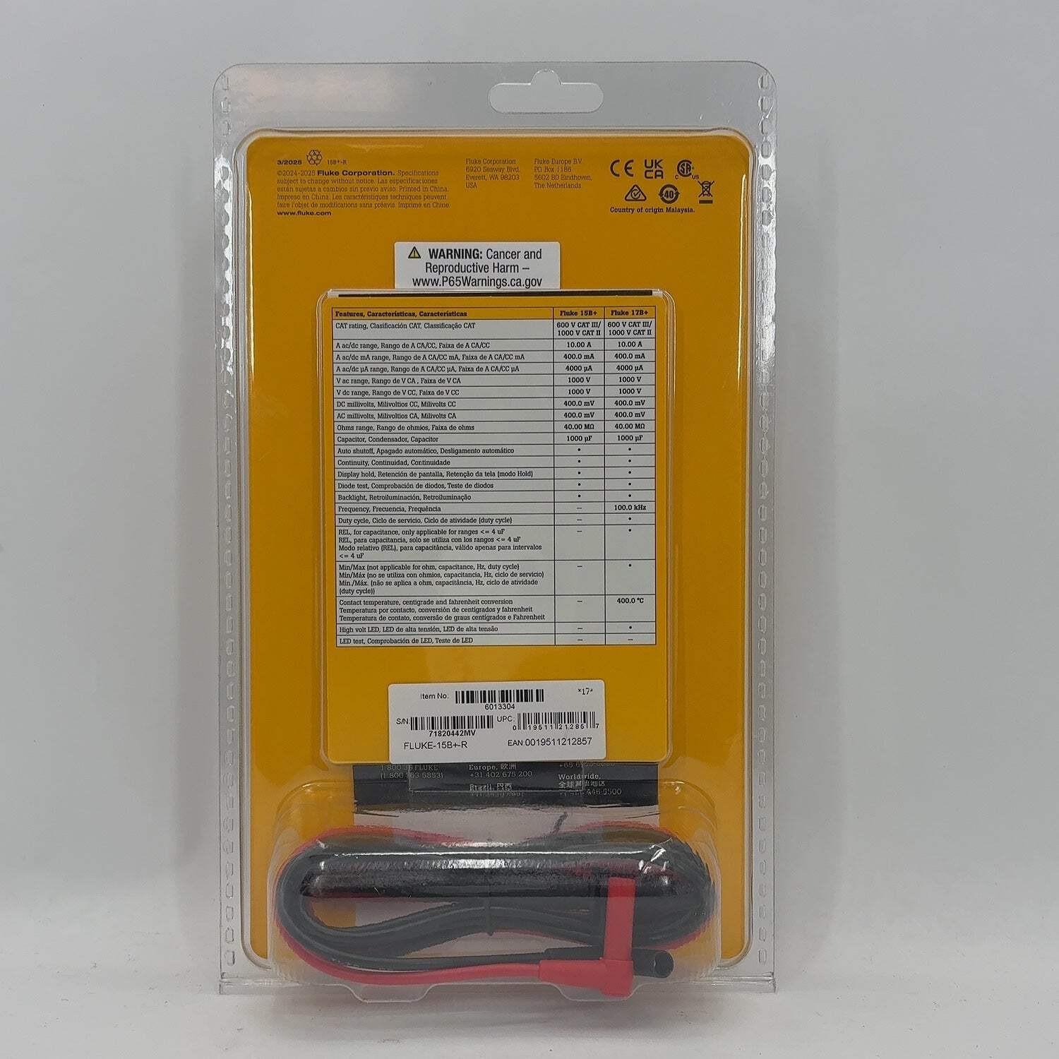 New Fluke 15B+ 600V CAT III 600V Digital Multimeter