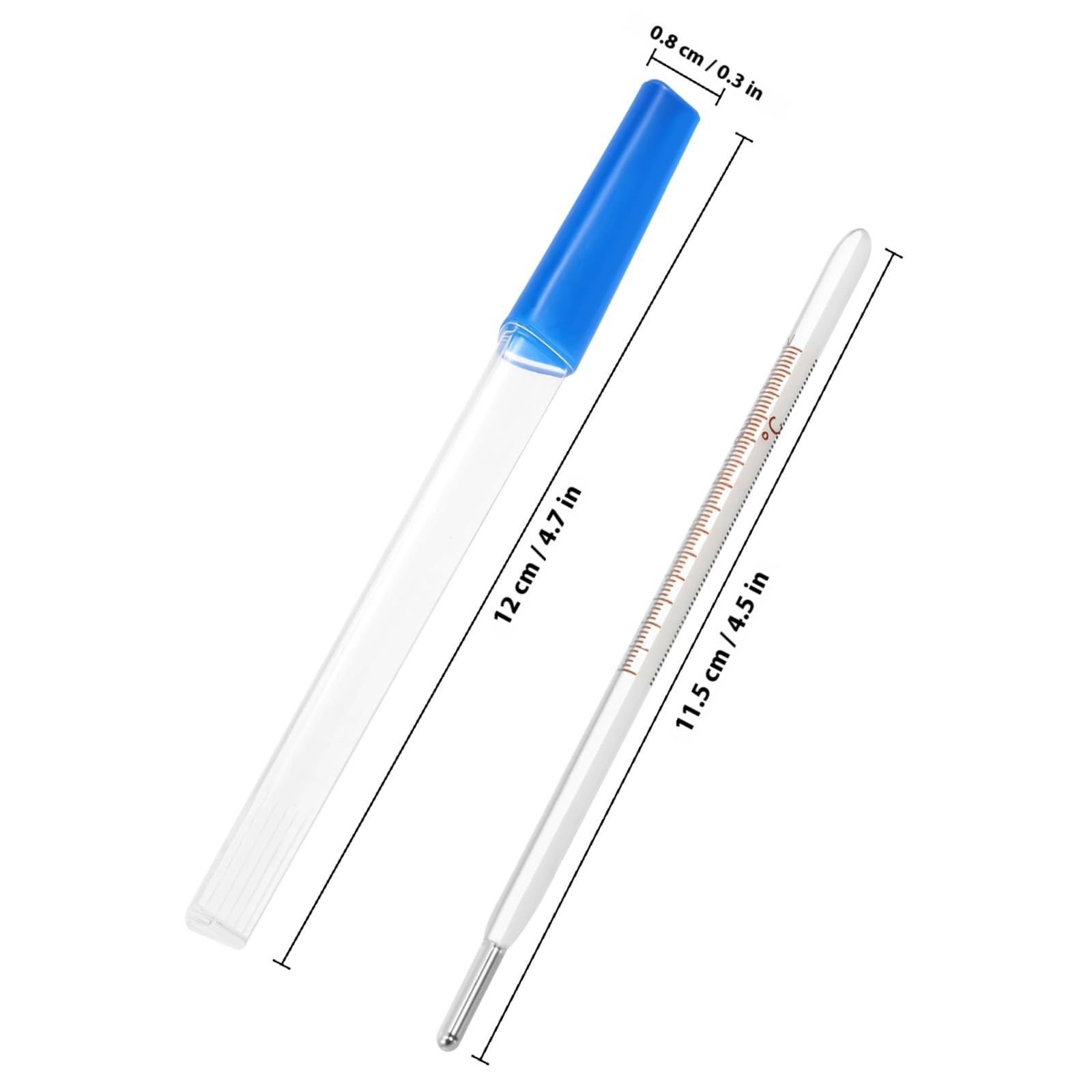 Glass Oral Thermometer Adults Classic Cuban 4.7×0.3×0.3 Inches, Blue