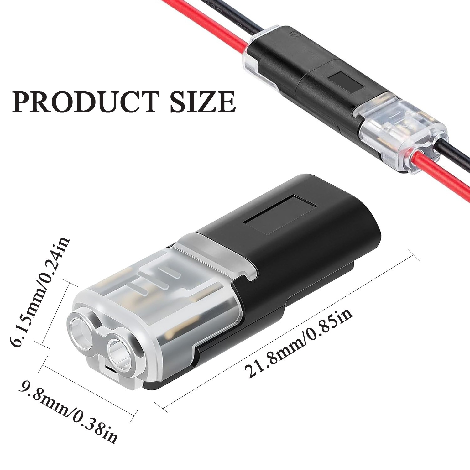 25/50PCS Double-Wire Plug-in Connector – 2 Pin LED Light Strip Connectors Kit US