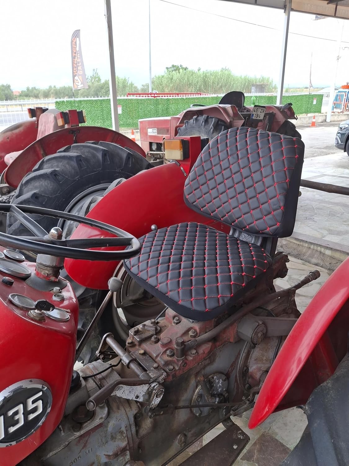 Universal Fit Tractor & Forklift Seat Cover – Comfortable Quilted Leather Design