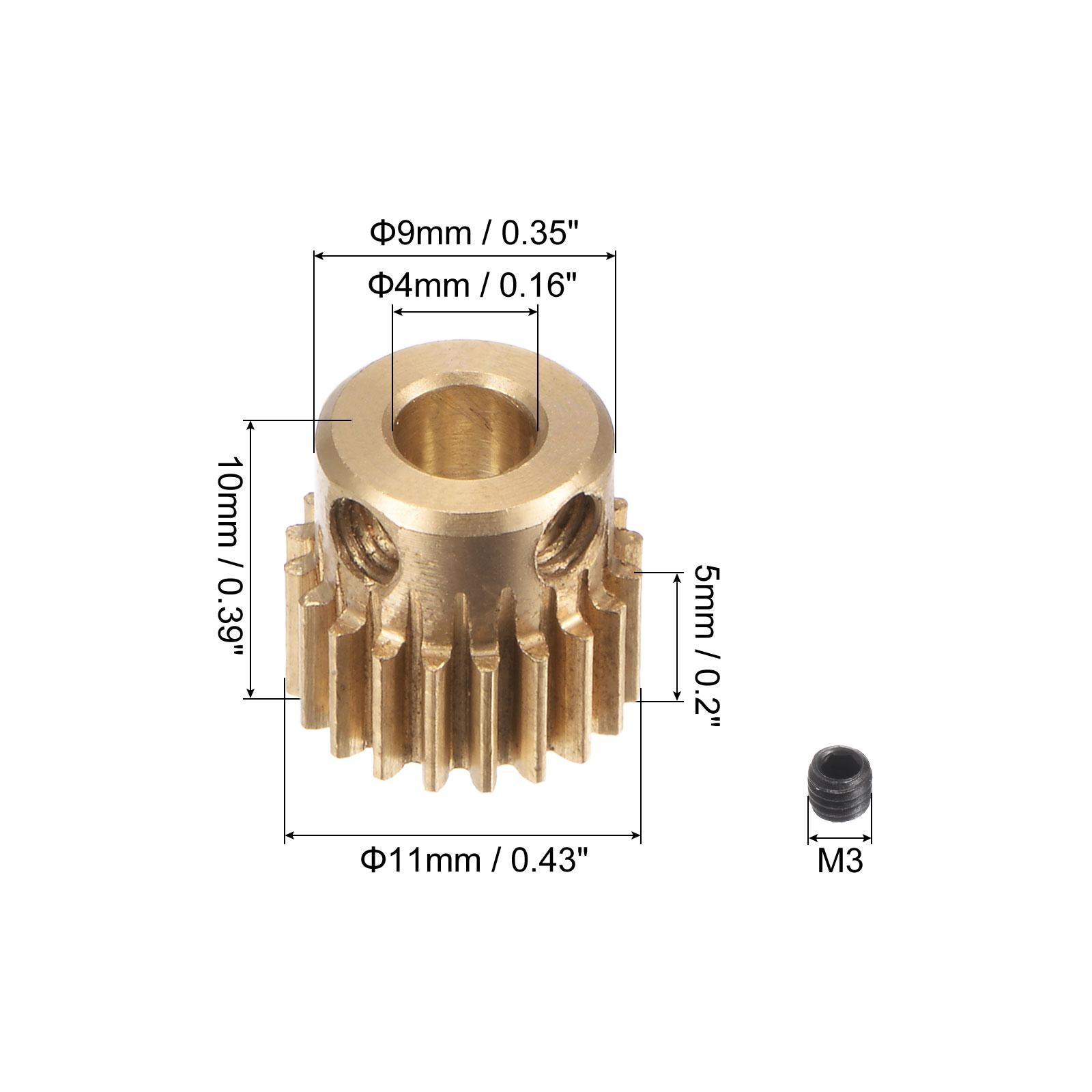 0.5 Mod 20T 4mm Bore 11mm Outer Dia Brass Motor Rack Pinion Gear with Screws