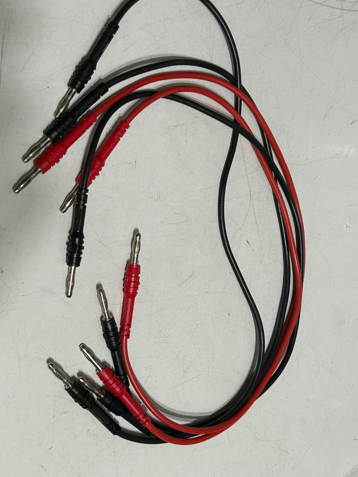ITT patch cord banana plug ends 2-RED 3-BLACK 21long 16in cord USED Good cond