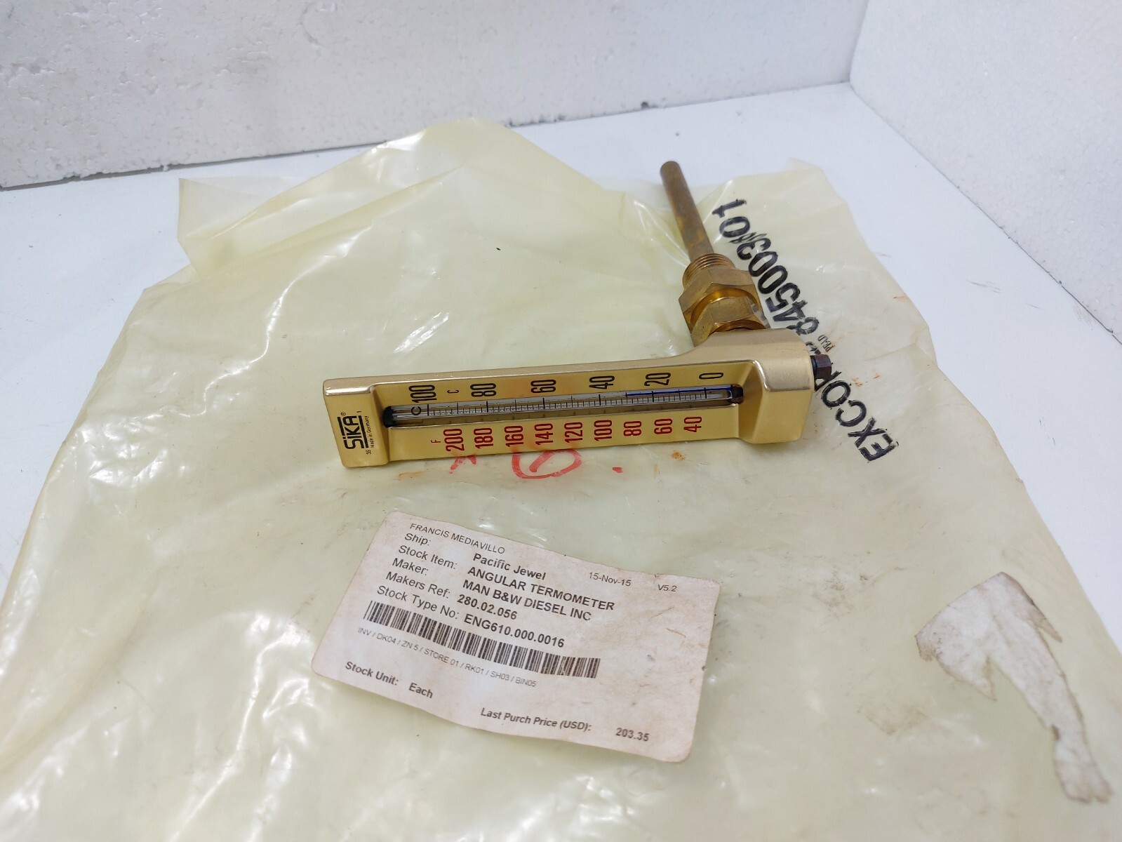 Sika Thermometer 0-100C , 40- 200F Angular Thermometer