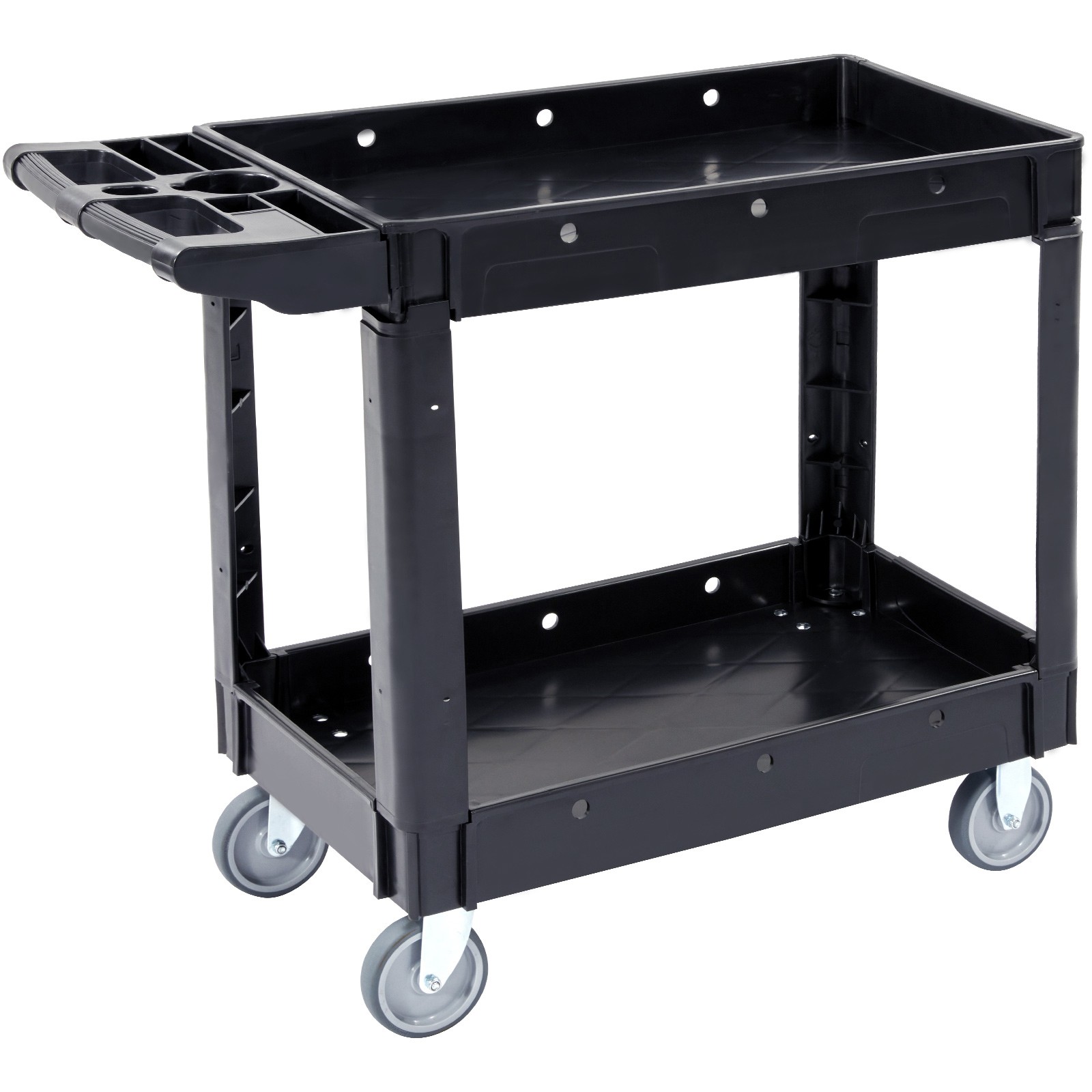 Uimoso Utility Service Cart Rolling Cart 2 Shelf 550LBS with 360° Swivel Wheels